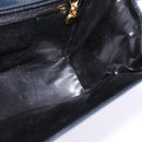 Salvatore Ferragamo Gancini Chain Shoulder Bag Leather Navy Gold Auth 147512-18