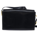 Salvatore Ferragamo Gancini Chain Shoulder Bag Leather Navy Gold Auth 147512-2