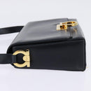Salvatore Ferragamo Gancini Chain Shoulder Bag Leather Navy Gold Auth 147512-3
