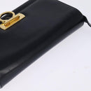 Salvatore Ferragamo Gancini Chain Shoulder Bag Leather Navy Gold Auth 147512-6