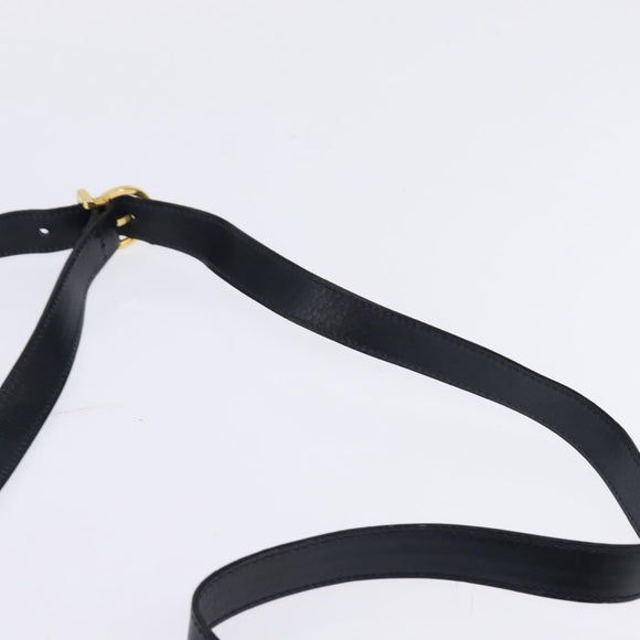 Salvatore Ferragamo Gancini Chain Shoulder Bag Leather Navy Gold Auth 147512