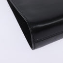 Salvatore Ferragamo Gancini Chain Hand Bag Leather Black Gold Auth 147513-9