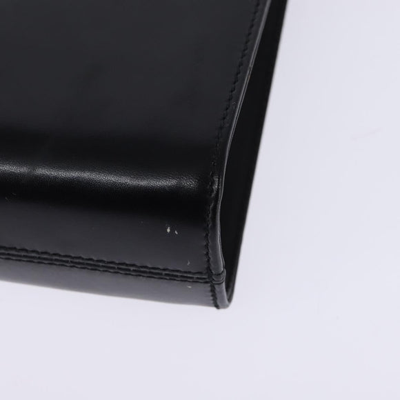 Salvatore Ferragamo Gancini Chain Hand Bag Leather Black Gold Auth 147513