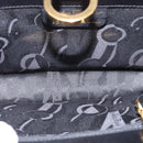 Salvatore Ferragamo Gancini Chain Hand Bag Leather Black Gold Auth 147513-11