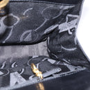 Salvatore Ferragamo Gancini Chain Hand Bag Leather Black Gold Auth 147513-17