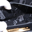 Salvatore Ferragamo Gancini Chain Hand Bag Leather Black Gold Auth 147513-19