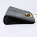 Salvatore Ferragamo Gancini Chain Hand Bag Leather Black Gold Auth 147513-4