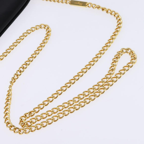 Salvatore Ferragamo Gancini Chain Hand Bag Leather Black Gold Auth 147513