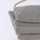Salvatore Ferragamo Chain Vala Shoulder Bag Leather Gray Gold Auth 147515-16