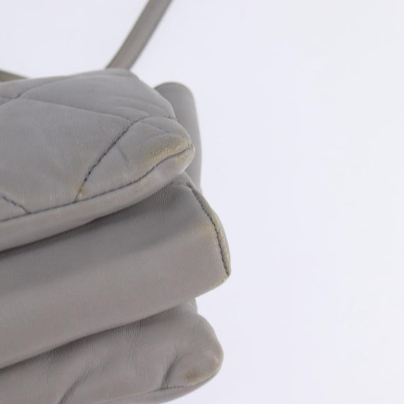 Salvatore Ferragamo Chain Vala Shoulder Bag Leather Gray Gold Auth 147515