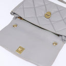 Salvatore Ferragamo Chain Vala Shoulder Bag Leather Gray Gold Auth 147515-10