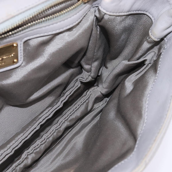 Salvatore Ferragamo Chain Vala Shoulder Bag Leather Gray Gold Auth 147515