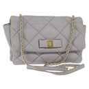 Salvatore Ferragamo Chain Vala Shoulder Bag Leather Gray Gold Auth 147515-1