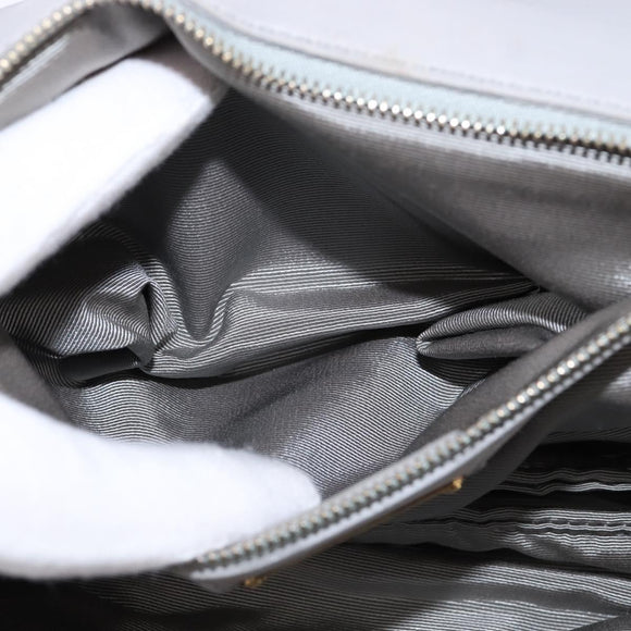 Salvatore Ferragamo Chain Vala Shoulder Bag Leather Gray Gold Auth 147515