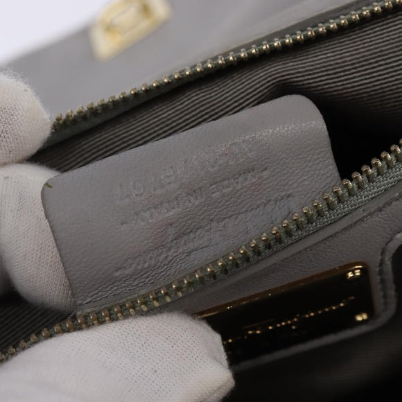 Salvatore Ferragamo Chain Vala Shoulder Bag Leather Gray Gold Auth 147515