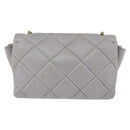 Salvatore Ferragamo Chain Vala Shoulder Bag Leather Gray Gold Auth 147515-2