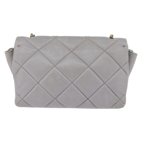 Salvatore Ferragamo Chain Vala Shoulder Bag Leather Gray Gold Auth 147515