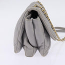 Salvatore Ferragamo Chain Vala Shoulder Bag Leather Gray Gold Auth 147515-3