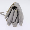 Salvatore Ferragamo Chain Vala Shoulder Bag Leather Gray Gold Auth 147515-4