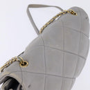 Salvatore Ferragamo Chain Vala Shoulder Bag Leather Gray Gold Auth 147515-6