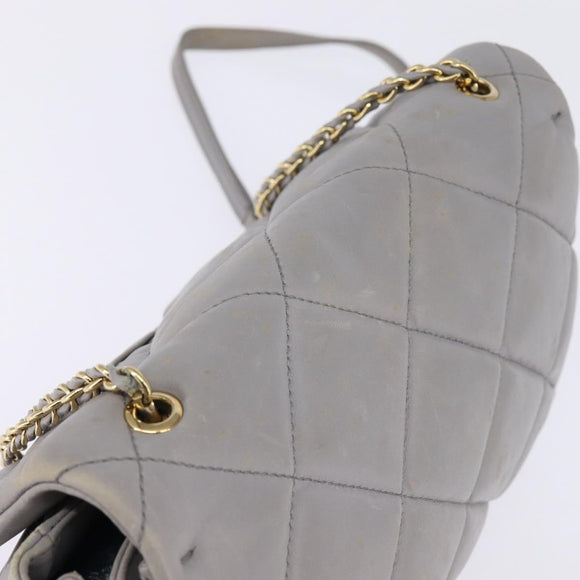 Salvatore Ferragamo Chain Vala Shoulder Bag Leather Gray Gold Auth 147515