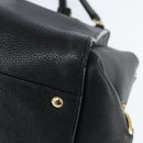 Salvatore Ferragamo Gancini Sophia Hand Bag Leather 2way Black Gold Auth 147516-10