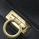 Salvatore Ferragamo Gancini Sophia Hand Bag Leather 2way Black Gold Auth 147516-18