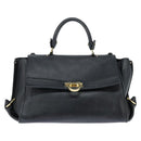Salvatore Ferragamo Gancini Sophia Hand Bag Leather 2way Black Gold Auth 147516-13