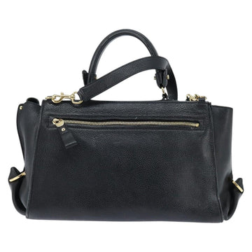 Salvatore Ferragamo Gancini Sophia Hand Bag Leather 2way Black Gold Auth 147516 - 0