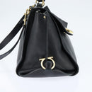 Salvatore Ferragamo Gancini Sophia Hand Bag Leather 2way Black Gold Auth 147516-4