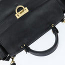 Salvatore Ferragamo Gancini Sophia Hand Bag Leather 2way Black Gold Auth 147516-6
