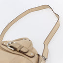Salvatore Ferragamo Gancini Hand Bag Leather 2way Beige Silver Auth 147517-14