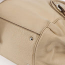 Salvatore Ferragamo Gancini Hand Bag Leather 2way Beige Silver Auth 147517-16