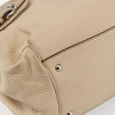 Salvatore Ferragamo Gancini Hand Bag Leather 2way Beige Silver Auth 147517-17