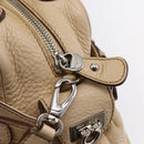 Salvatore Ferragamo Gancini Hand Bag Leather 2way Beige Silver Auth 147517-18