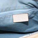 Salvatore Ferragamo Gancini Hand Bag Leather 2way Beige Silver Auth 147517-12