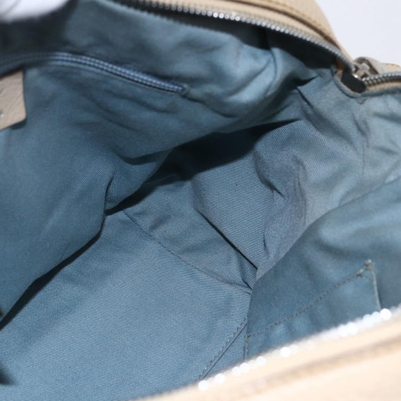 Salvatore Ferragamo Gancini Hand Bag Leather 2way Beige Silver Auth 147517