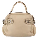 Salvatore Ferragamo Gancini Hand Bag Leather 2way Beige Silver Auth 147517-13