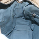 Salvatore Ferragamo Gancini Hand Bag Leather 2way Beige Silver Auth 147517-20