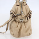 Salvatore Ferragamo Gancini Hand Bag Leather 2way Beige Silver Auth 147517-4