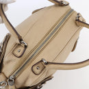 Salvatore Ferragamo Gancini Hand Bag Leather 2way Beige Silver Auth 147517-6