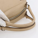 Salvatore Ferragamo Gancini Hand Bag Leather 2way Beige Silver Auth 147517-7