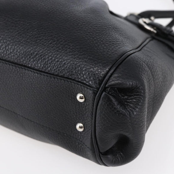 Salvatore Ferragamo Gancini Tote Bag Leather Black Silver Auth 147518