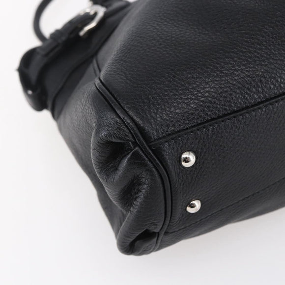 Salvatore Ferragamo Gancini Tote Bag Leather Black Silver Auth 147518