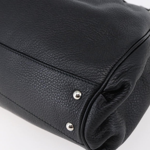 Salvatore Ferragamo Gancini Tote Bag Leather Black Silver Auth 147518