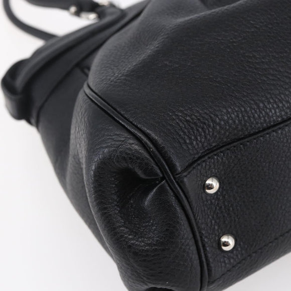 Salvatore Ferragamo Gancini Tote Bag Leather Black Silver Auth 147518