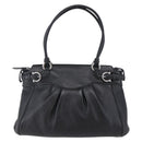 Salvatore Ferragamo Gancini Tote Bag Leather Black Silver Auth 147518-13