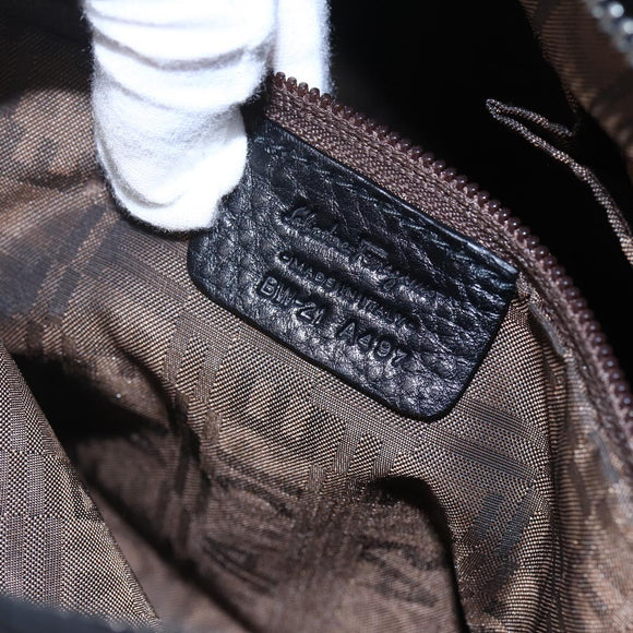 Salvatore Ferragamo Gancini Tote Bag Leather Black Silver Auth 147518