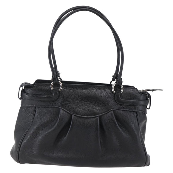 Salvatore Ferragamo Gancini Tote Bag Leather Black Silver Auth 147518
