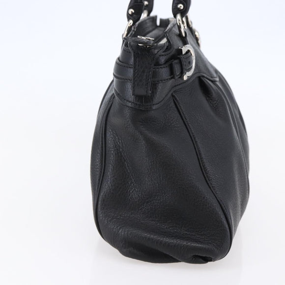 Salvatore Ferragamo Gancini Tote Bag Leather Black Silver Auth 147518